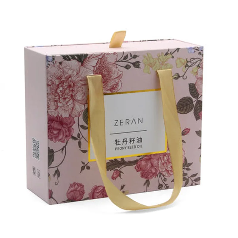 Luxury Cardboard Drawer Sliding Gift Packaging Box With Ribbon Handle packaging reference