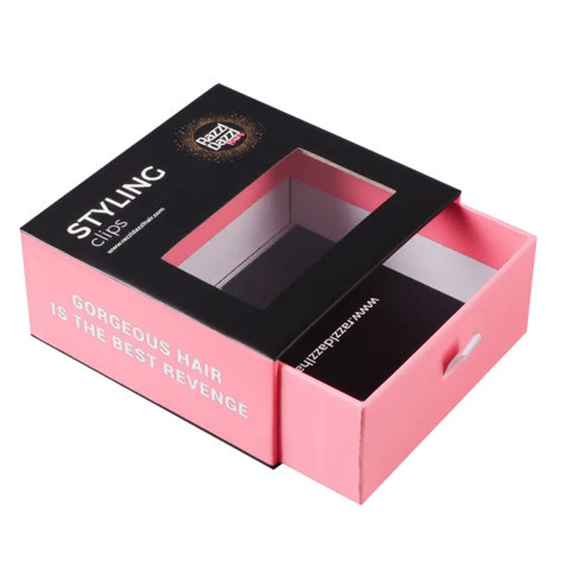 Custom Logo Small Paper Cardboard Pull Out Sliding Drawer Style Gift Box Packaging With Window packaging reference