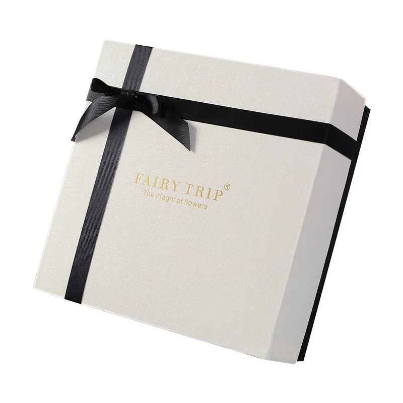 High Quality Unique Design Large Gift Boxes for Flowers Square Gift Packing Box With Bow packaging reference