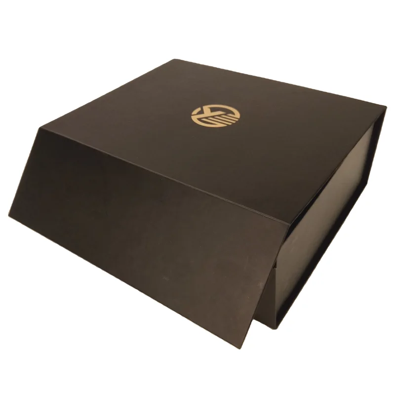 Magnetic Closure Collapsible Cardboard Flat Folding Gift Box Gold Foil Small Matt Black Gift Packaging Packaging Custom Logo packaging reference
