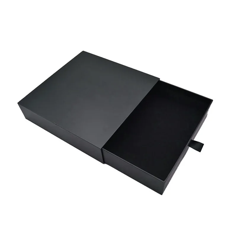 Wholesale Customize Printing Custom Logo Drawer Boxes Hard Rigid Cardboard Sliding Gift Packaging Luxury Jewelry Box With Ribbon packaging reference